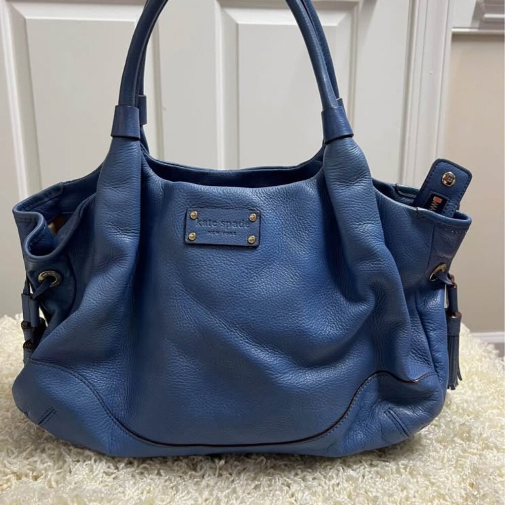 Kate Spade New York Women’s leather Handbag Blue 14x10x6 retail $365